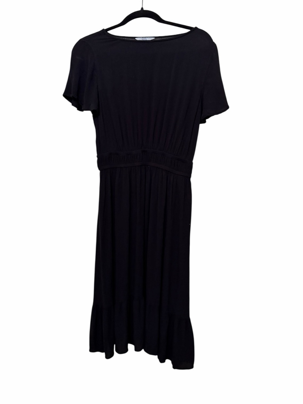 croft & barrow Black Midi Dress with Elastic Waist and Flutter Sleeves